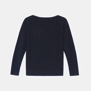 Lafayette 148 New York Women's Blue Matte Crepe Bateau Neck Dolman Sweater